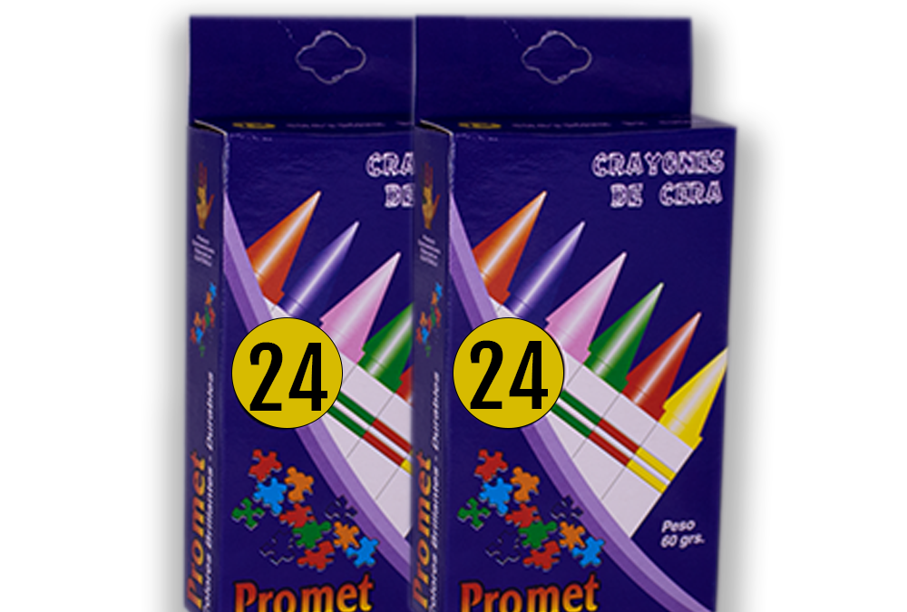Crayón de cera, marca Promet. Jumbo, 24 unidades.